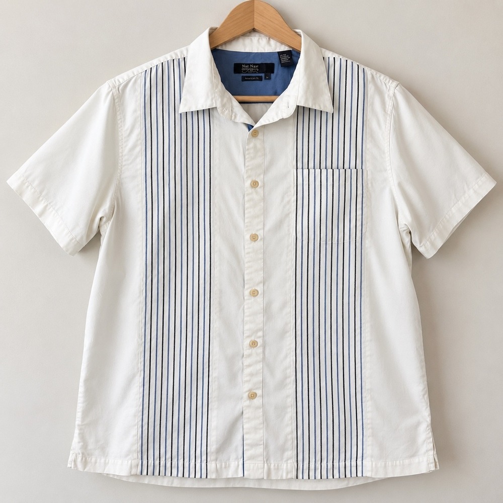Nat Nast Luxury Originals Silk Embroidered Camp Shirt White XL GS140H